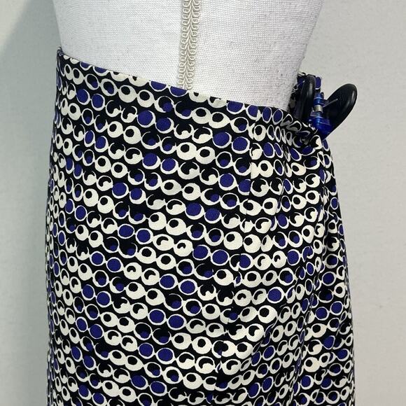 Ann Taylor Skirt size 10 Petite Black Purple Circles Dots Straight Knee Casual - Picture 6 of 10